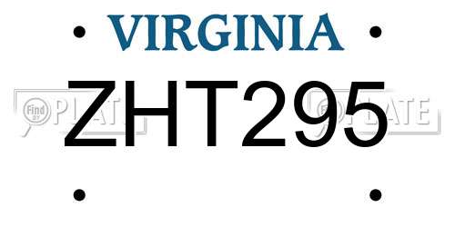 ZHT295 Virginia License Plate