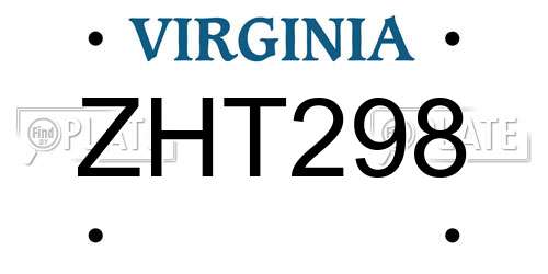 ZHT298 Virginia License Plate