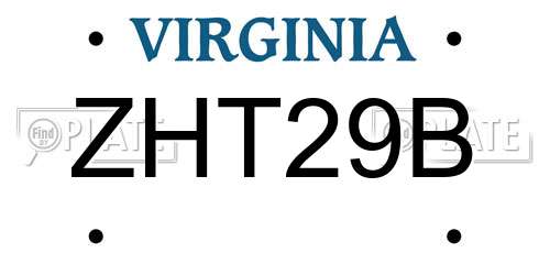 ZHT29B Virginia License Plate
