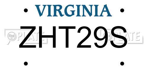 ZHT29S Virginia License Plate