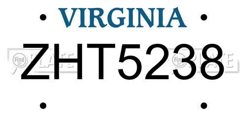 ZHT5238 Virginia License Plate