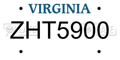 ZHT5900 Virginia License Plate