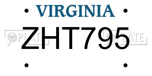 ZHT795 Virginia License Plate