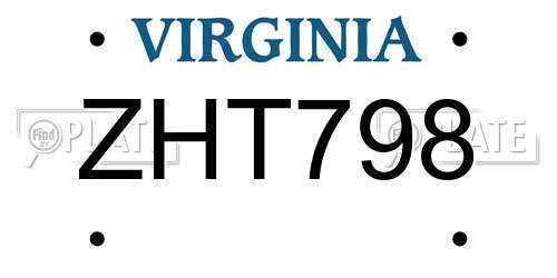 ZHT798 Virginia License Plate