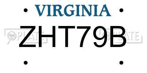 ZHT79B Virginia License Plate