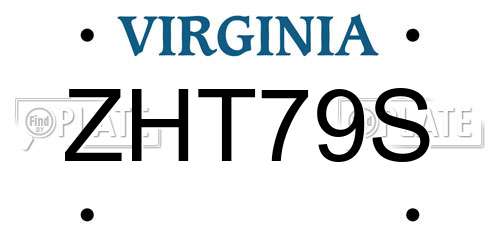 ZHT79S Virginia License Plate