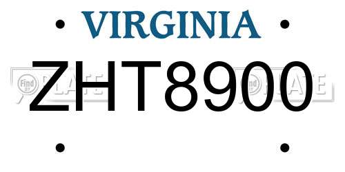 ZHT8900 Virginia License Plate