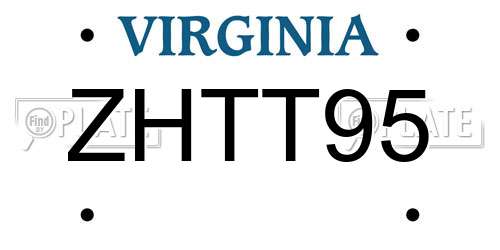 ZHTT95 Virginia License Plate