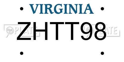 ZHTT98 Virginia License Plate