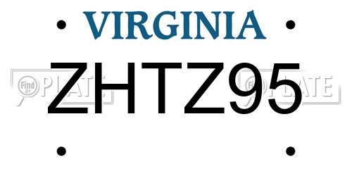 ZHTZ95 Virginia License Plate