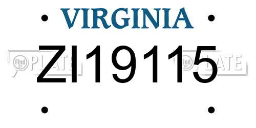 ZI19115 Virginia License Plate