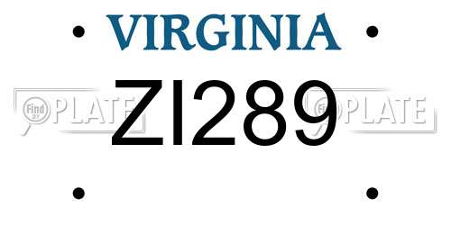ZI289 Virginia License Plate
