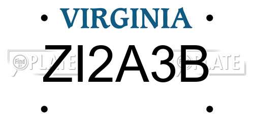 ZI2A3B Virginia License Plate
