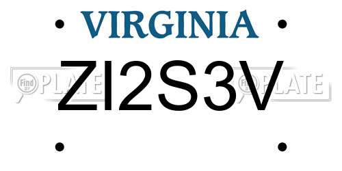 ZI2S3V Virginia License Plate