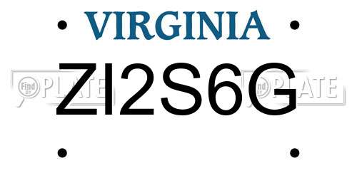 ZI2S6G Virginia License Plate