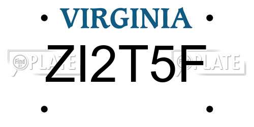 ZI2T5F Virginia License Plate