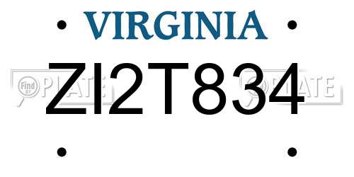 ZI2T834 Virginia License Plate
