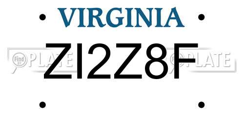 ZI2Z8F Virginia License Plate