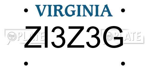 ZI3Z3G Virginia License Plate
