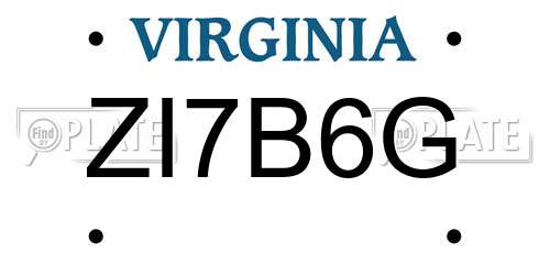 ZI7B6G Virginia License Plate