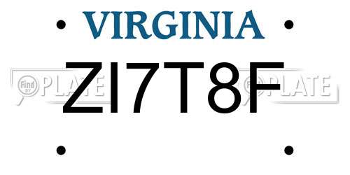 ZI7T8F Virginia License Plate