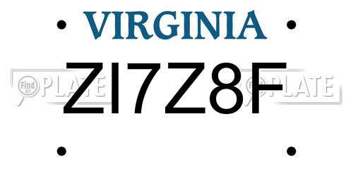 ZI7Z8F Virginia License Plate