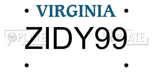 ZIDY99 Virginia License Plate