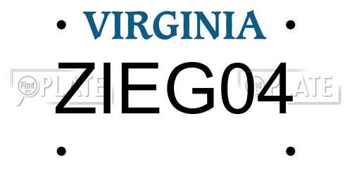 ZIEG04 Virginia License Plate