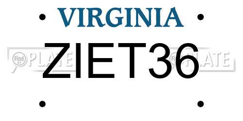 ZIET36 Virginia License Plate