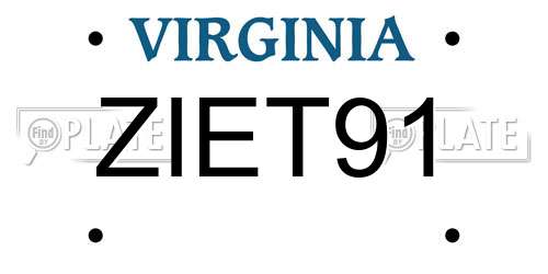 ZIET91 Virginia License Plate