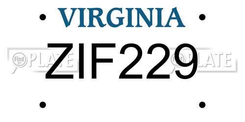 ZIF229 Virginia License Plate