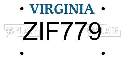 ZIF779 Virginia License Plate
