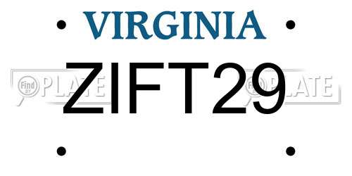 ZIFT29 Virginia License Plate