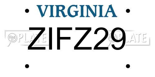 ZIFZ29 Virginia License Plate