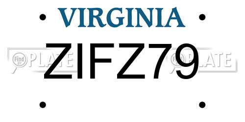 ZIFZ79 Virginia License Plate