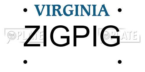 ZIGPIG Virginia License Plate