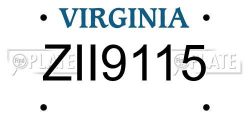 ZII9115 Virginia License Plate