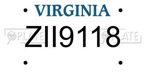 ZII9118 Virginia License Plate