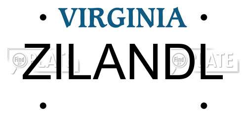 ZILANDL Virginia License Plate