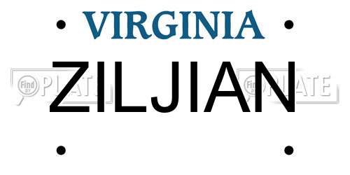 ZILJIAN Virginia License Plate