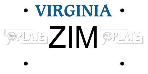 ZIM Virginia License Plate