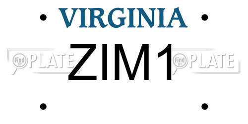ZIM1 Virginia License Plate
