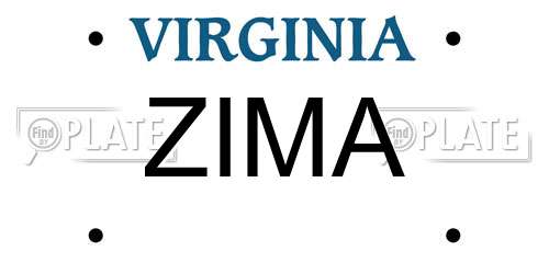ZIMA Virginia License Plate