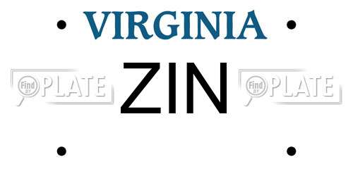 ZIN Virginia License Plate