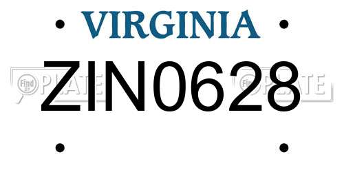 ZIN0628 Virginia License Plate
