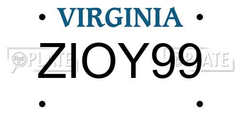 ZIOY99 Virginia License Plate