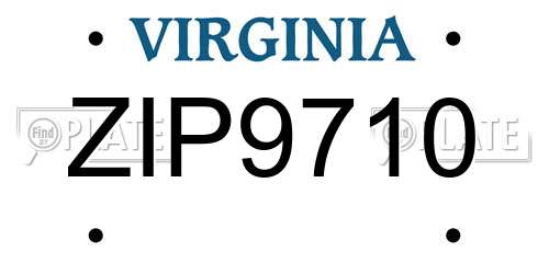 ZIP9710 Virginia License Plate