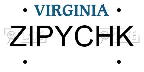 ZIPYCHK Virginia License Plate