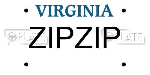 ZIPZIP Virginia License Plate