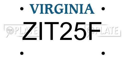 ZIT25F Virginia License Plate